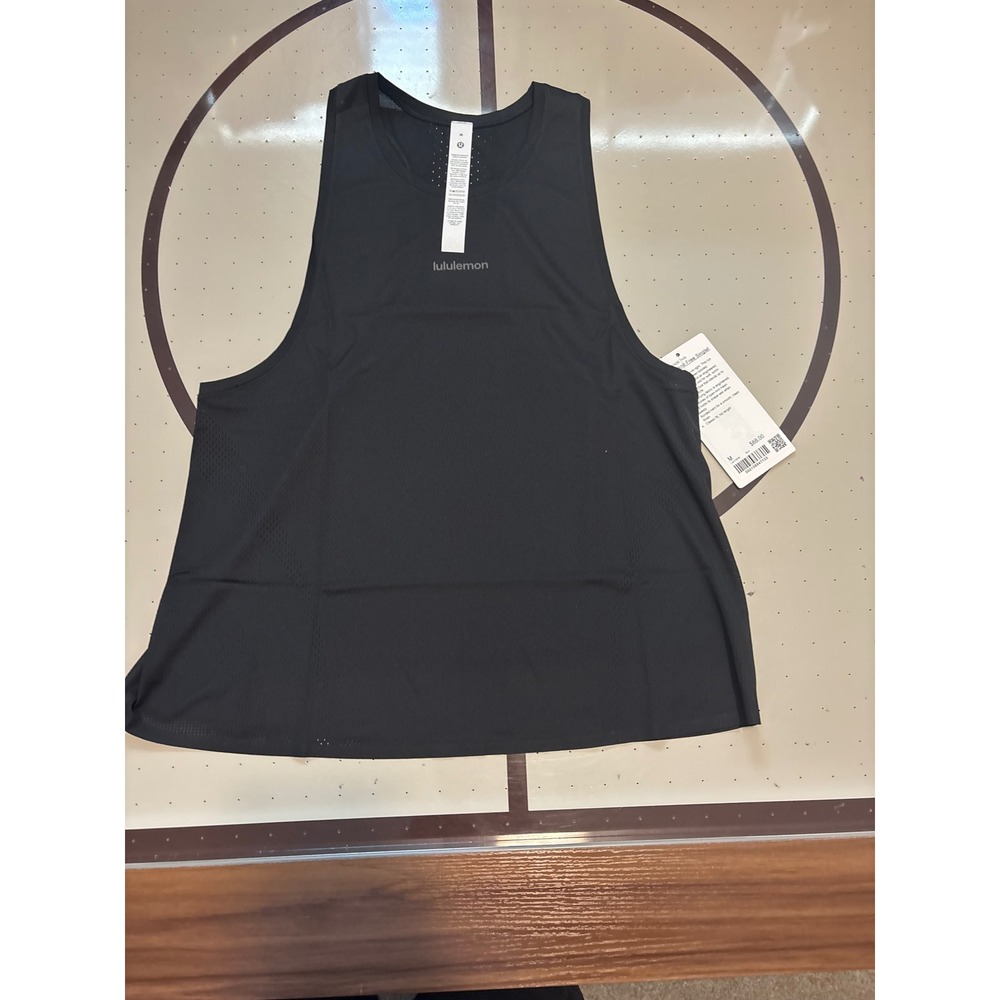 078 Lululemon Fast and Free Singlet Black Running Tank Top LW1FSRS Size M